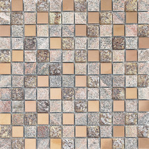 Glass Metal Mix Mosaic Tiles Rose Gold Gray Unpolished Stone Wall and Fl... - £18.87 GBP+
