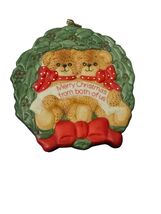 1984 Emco Imports Christmas Holiday Ornament Teddy Bears Wreath From Bot... - $7.91