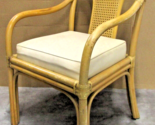 Vintage Ficks Reed Bamboo and Rattan Back Upholstered Seat Armchair - $118.80