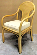 Vintage Ficks Reed Bamboo and Rattan Back Upholstered Seat Armchair - $118.80