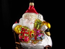 Vintage Santa &amp; Swan ornament / Kurt Adler Polanaise glass ornament Christmas - £51.13 GBP