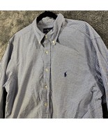 Ralph Lauren Dress Shirt Mens 17.5 34/35 Blue Plaid Check Classic Fit Bu... - £10.97 GBP
