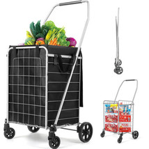 Folding Shopping Cart with Waterproof Liner, Heavy Duty Collapsible Util... - $187.16