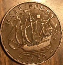 1950 Uk Gb Great Britain Half Penny Coin - £1.32 GBP
