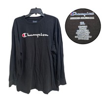 Champion Men’s 2XL Black Long Sleeve Athletic T-Shirt White Logo Gym Tee - $18.71