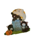 Halloween Black Cat Ghost Jack O Lantern Die-Cut Card Stock Double 1970s - $91.15 MXN