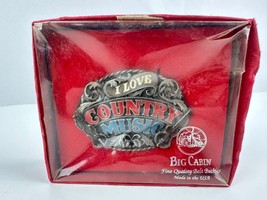 Vintage I Love Country Music Belt Buckle Big Cabin Pewter &amp; Enamel New i... - £16.80 GBP