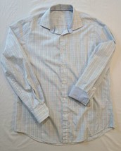Bugatchi Uomo Mens 17.5 36/37 Designer Long Sleeve Shirt Embroidered Flip Cuff - £22.38 GBP