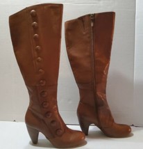 Crown Vintage Knee Length Zip Up Boot High Heel Vintage Style Women 6M Leather   - £61.90 GBP