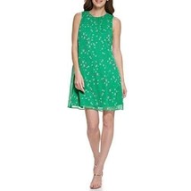 DKNY Women&#39;s Fit and Flare Floral Trapeze Dress Sleeveless Lined Size 2 Green - £35.02 GBP