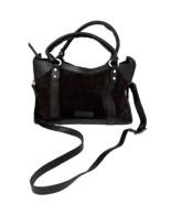 Nino Bossi Women&#39;s Leather &amp; Suede Satchel Handbag Black - $46.62 CAD