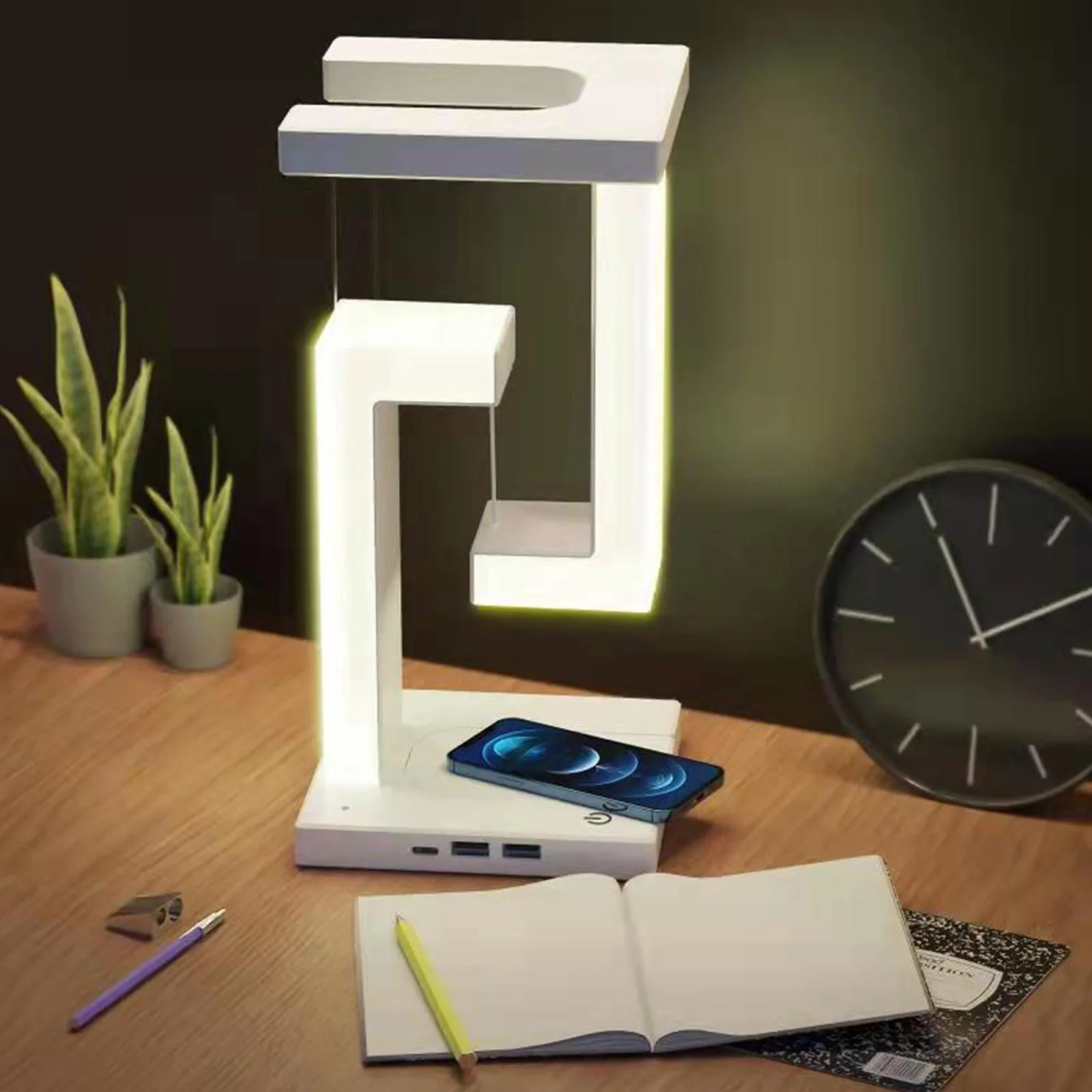 LED Suspending Anti-gravity Night Light with 10W Wireless Charger Desk Lamp - $26.01+