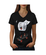 Skater Toilet Paper Funny Shirt  Women V-Neck T-shirt - $12.99