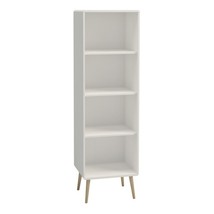 White Narrow 4 Tier Bookcase Shelving Unit Bookshelf Storage Units With Legs - £118.50 GBP