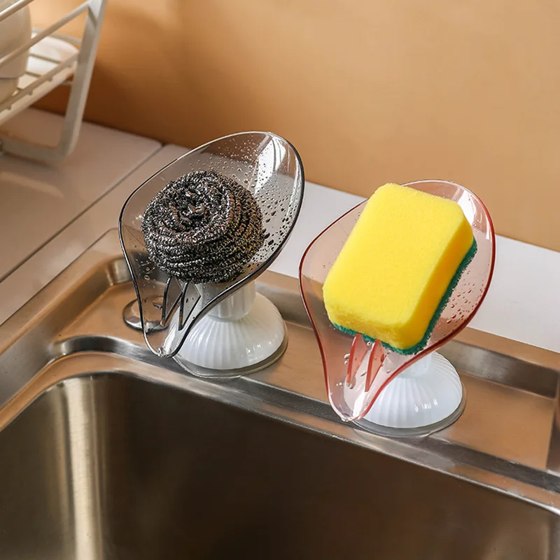 House Home Leaf Shaped Drain Soap Dish Rotary Suction Cup Drain Soap Holder Mult - £20.03 GBP