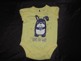Baby Gap Love to Hug Bodysuit Yellow/Purple Bunny Rabbit Puppy Dog Girl 0-3 - £7.83 GBP