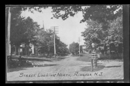 Vintage Postcard Street View Looking North Ringoes New Jersey Electric Poles - £11.68 GBP