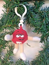 M&amp;M&#39;s Plushy Collectors Edition Red Character Mini Plush Clip On Hanger Ornament - £3.65 GBP