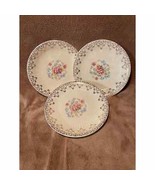 Vintage Royal 22K Gold Accented Floral Center Small 6&quot; Plates (3) - $21.78