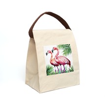 Canvas &quot;Flamingos&quot; Lunch Bag With Strap - £19.93 GBP