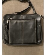 Tignanello Black Pebbled Leather Crossbody Purse Handbag Organizer - £23.36 GBP