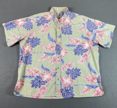 Kahala Shirt Mens XXL Green Floral Reverse Print Hawaiian Cotton USA - $24.63