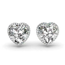 Fully Jeweled Loving Heart Earrings Light Luxury Small Heart-Shaped Earrings Ele - £8.02 GBP