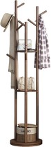 KASLANDI Wooden Coat Rack Freestanding, Rotary Coat Rack Stand with 3 Storage - £101.63 GBP