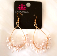 New with Tags Fashion Pierced  Earrings Gold Tone Imitation Pearls Hoops - £7.86 GBP