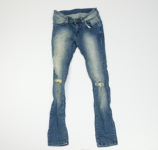 Blue Ripped Skinny Jeans w/ Light Wash W32 L30 - £7.39 GBP