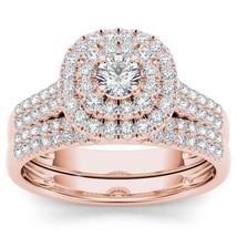 Authenticity Guarantee 
10K Rose Gold 1ct TDW Double Halo Diamond Bridal... - £944.29 GBP