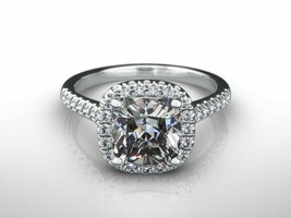 Cushion Cut 2.25Ct Simulated Diamond White Gold Plated Engagement Ring in Size 6 - £106.82 GBP