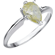 Pear Diamond Ring 14k White Gold (1.11 Ct Natural Yellow SI1 Clarity) GIA - £3,986.39 GBP