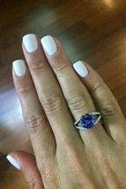 3Ct Round Cut CZ Blue Tanzanite Solitaire Engagement Ring 14K White Gold Plated - £89.90 GBP