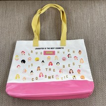 Benefit “Laughter is the Best Cosmetic&quot; White, Pink Canvas Makeup Tote Bag - £3.83 GBP