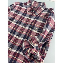 Vince Men Shirt Button Up Plaid Long Tab Roll Up Sleeve 100% Cotton Large L - £23.71 GBP