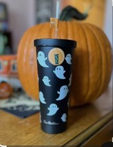 Tim Hortons Halloween 2024 Glow Ghost 24oz Tumbler Black Limited Edition... - $39.60