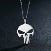 Men&#39;s Quality 316L Stainless Steel Punisher Skull Pendant Necklace - 24&quot; - £14.38 GBP