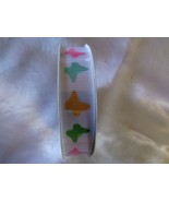 Ribbon (new) 5/8 in x 9 ft  Butterflies/Pastels on White Grosgrain - £3.94 GBP