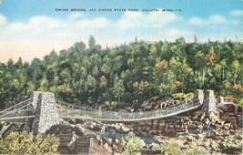 Linen Postcard MN O373 Swing Bridge Jay Cooke State park Duluth St. Louis River - £5.18 GBP