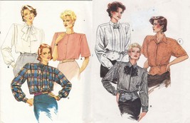 2X Vtg Vogue Office Front Pleated Loose Fit Blouson Blouse Sew Patterns 14-18 - $9.99