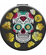 Sugar Skull 14522 Compact 3&quot; Travel Mirror Double Sided w/ 5X Magnification - £12.66 GBP