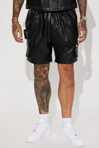 Men&#39;s New Black Cargo Leather Shorts Real Soft Sheepskin leather Biker S... - £78.14 GBP+