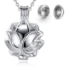 Urn Cremation Pendant 14mm Lotus Blossom Cage Locket  Ash Holder Keepsake Capsul - £18.78 GBP