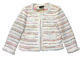 NWT J.Crew Lady Jacket in Ivory Rainbow Tweed Braided Trim Fringe 8 $248 - £116.85 GBP