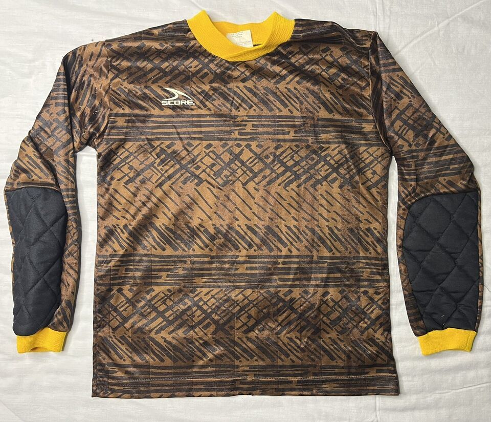 Score Soccer Jersey Youth Size Medium Brown &amp; Yellow Long Sleeve Vintage... - $12.80
