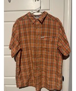 Columbia Mens Button Up Omni Shade Shirt Size Large Orange Plaid Short S... - $247.20 MXN