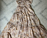 By The River Ruffled Tiered Maxi dress sz Small tan yellow &amp; brown flora... - £43.94 GBP
