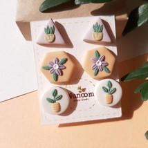 Plant Stud Earrings • Polymer Clay Jewelry • Botanical • Gift For Her - £12.30 GBP