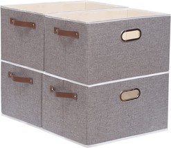 Yawinhe Collapsible Storage Bins, 15.0 X 9.8 X 8.3 Inch, Cube, Grey, 4-Pack - £34.36 GBP